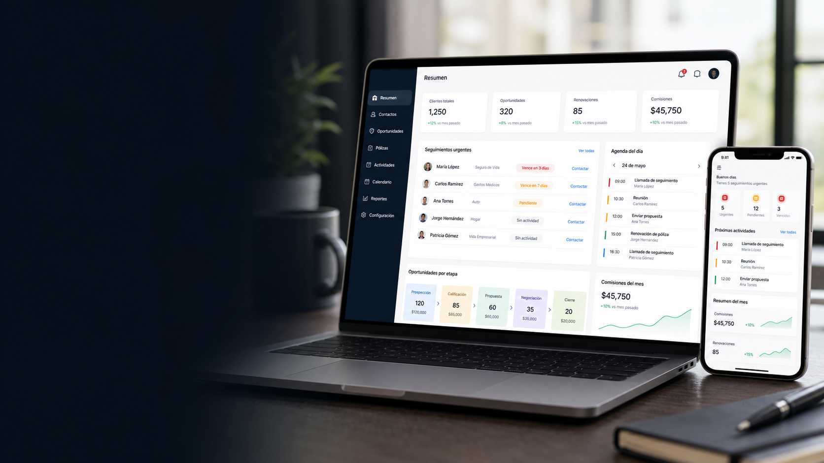 Financial workshop dashboard on laptop and phone